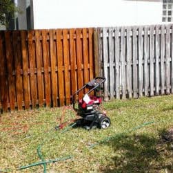 Pressure wash clean your fence